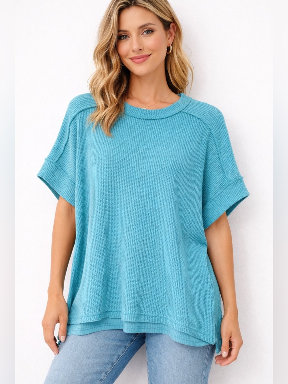 Zenana Outfitters Oversized Ribbed‎ Top in Mint Green